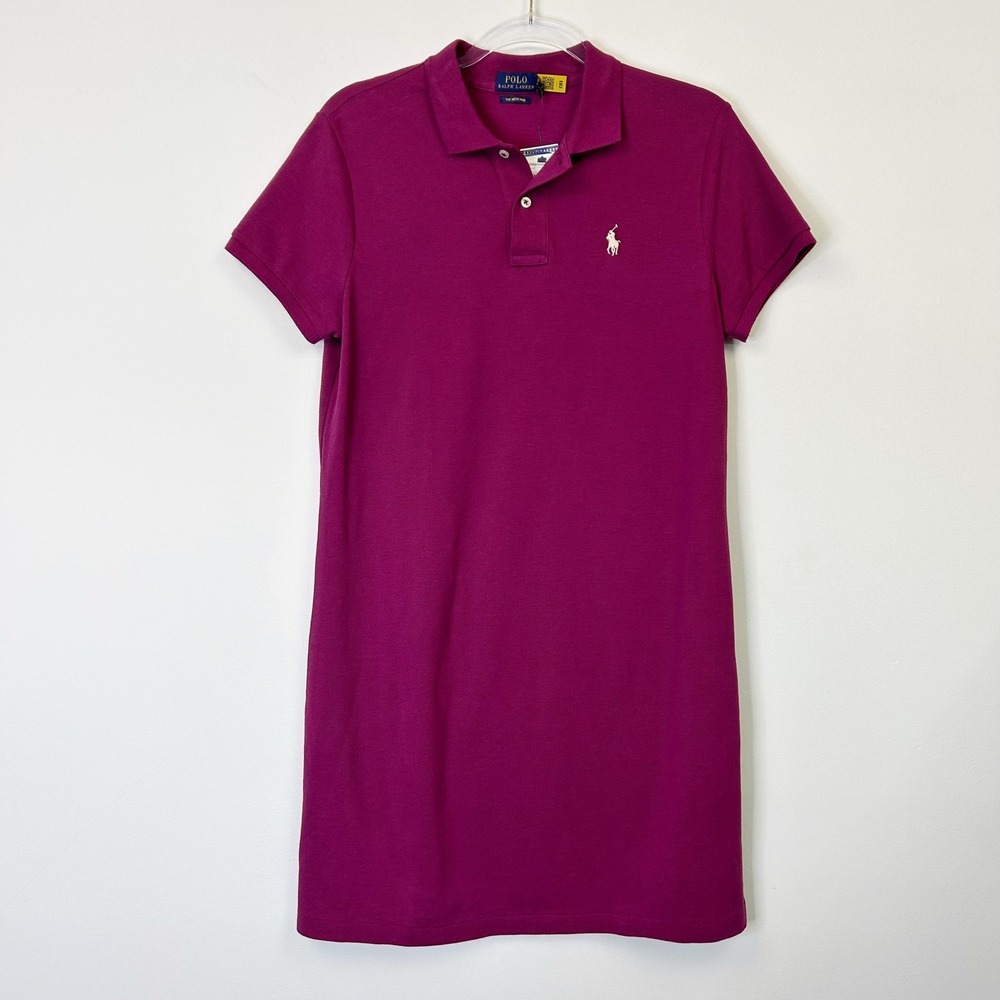 NEW Polo Ralph Lauren Collared Shirt Dress Women's Medium Pink Preppy - Picture 2 of 10